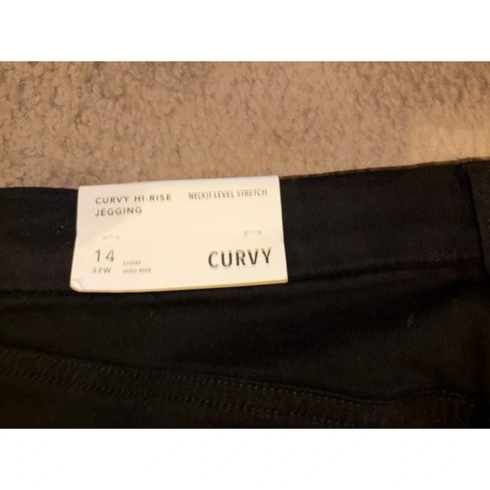 American Eagle Curvy Hi-Rise Jegging Black Distressed Jeans Sz 14 Short T35-23